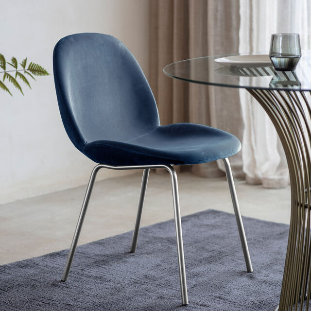 Flanagan Chair Petrol Blue Velvet 2pk