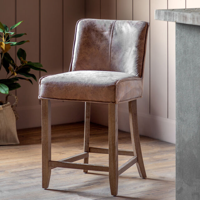 Tarnby Bar Stool Brown Leather