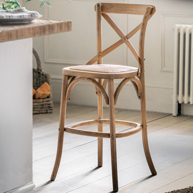 Cafe Stool Natural With Rattan Seat