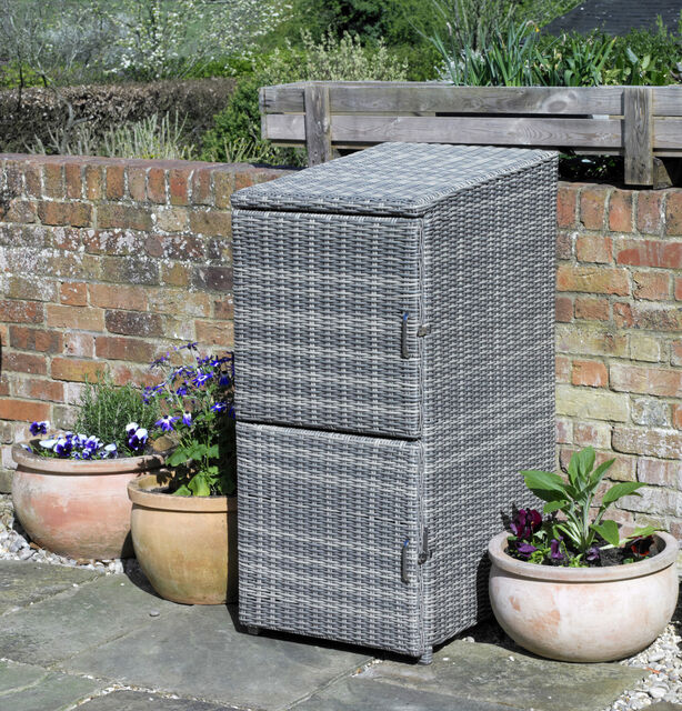 Round Weave Wicker Double Recycle Box Hideaway