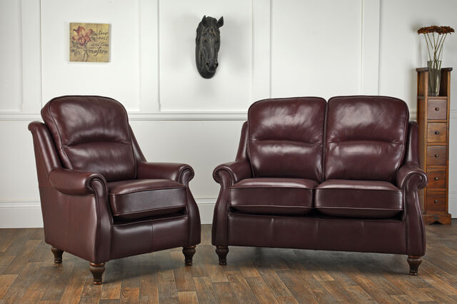 Brown Leather Henley Chair and two seater sofa