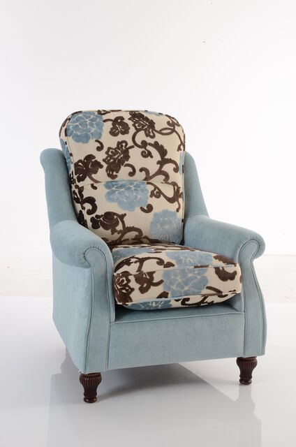 Made to order Henley Chair in Brown and Blue Pattern