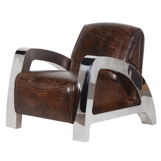 LEATHER & STEEL LOW CHAIR